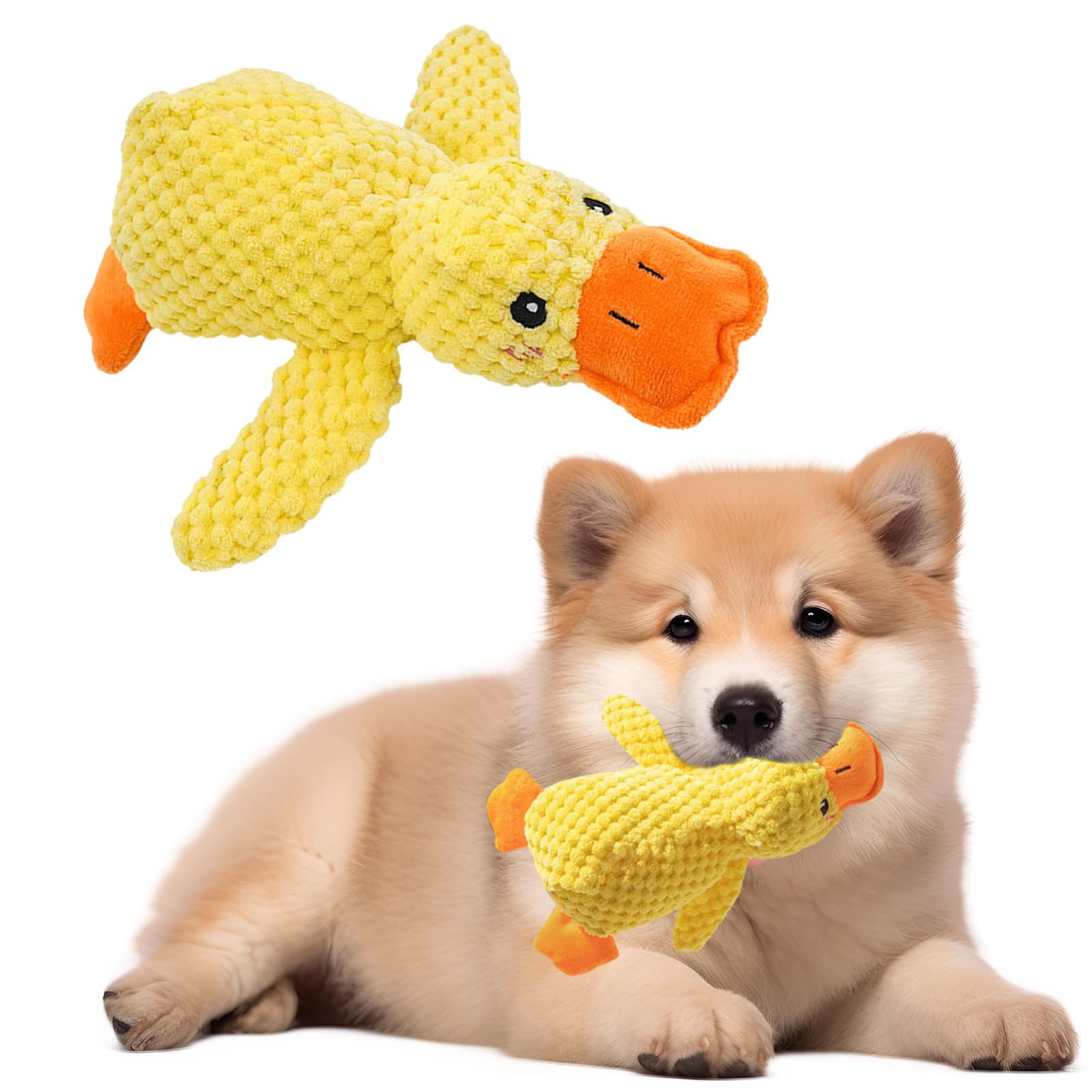 FOSDICK 1 Piece Calming Duck Dog Toy, Soft Plush Quack Quack Duck Dog Toy, Bite Resistant Dog Toy Duck