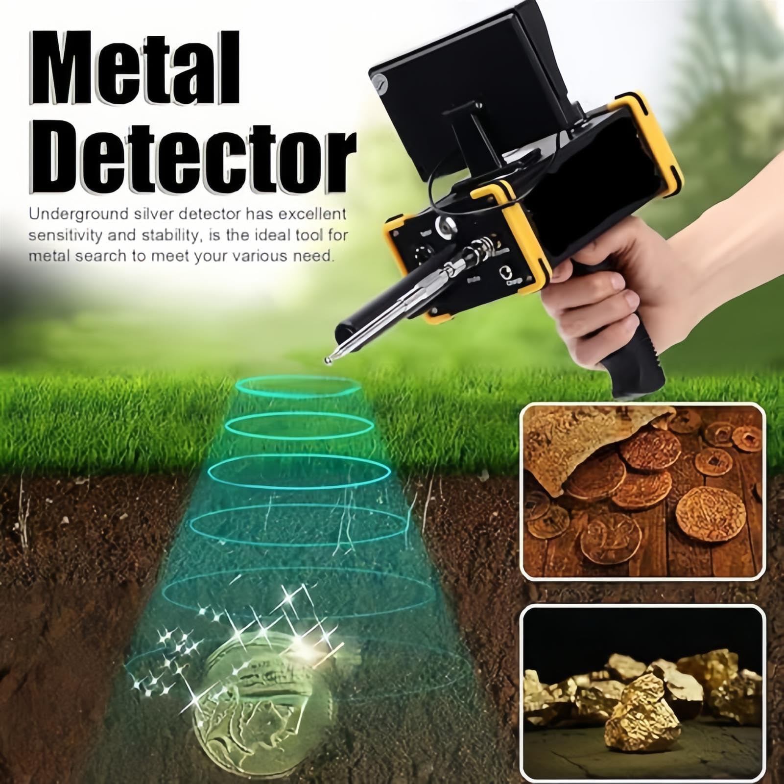 Détecteur de métaux - Détecteur d'or souterrain à longue portée - Machine de prospection portable pour l'archéologie et la chasse au trésor - Idéal pour adultes et amateurs