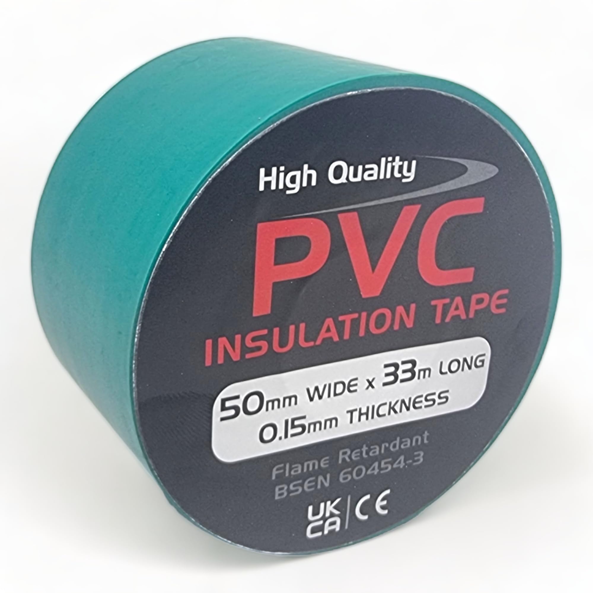 1 Roll of Green PVC Electrical Insulation Tape, 33m Long x 50mm Wide, Adhesive Insulating Tape for Protecting Electrical Wires