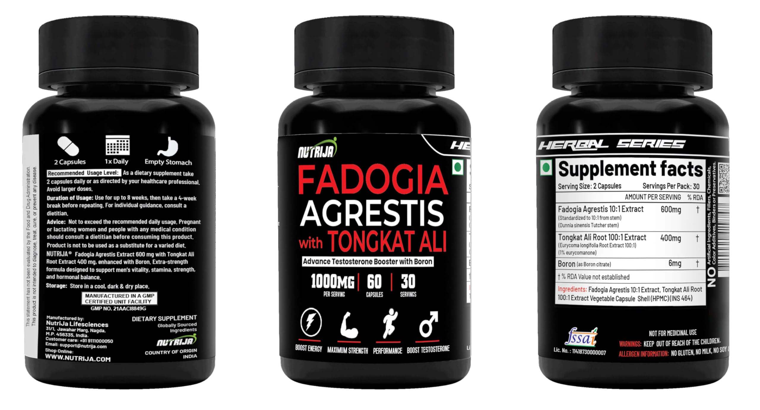 NutriJa Fadogia Agrestis 600mg with Tongkat Ali 400mg & Boron - 60 Veg Capsules | High Potency 10:1 Fadogia extract & 100:1 Eurycoma Longifolia Extract | Supports Stamina & Strength | 1000mg per Serving — Amazon image 4