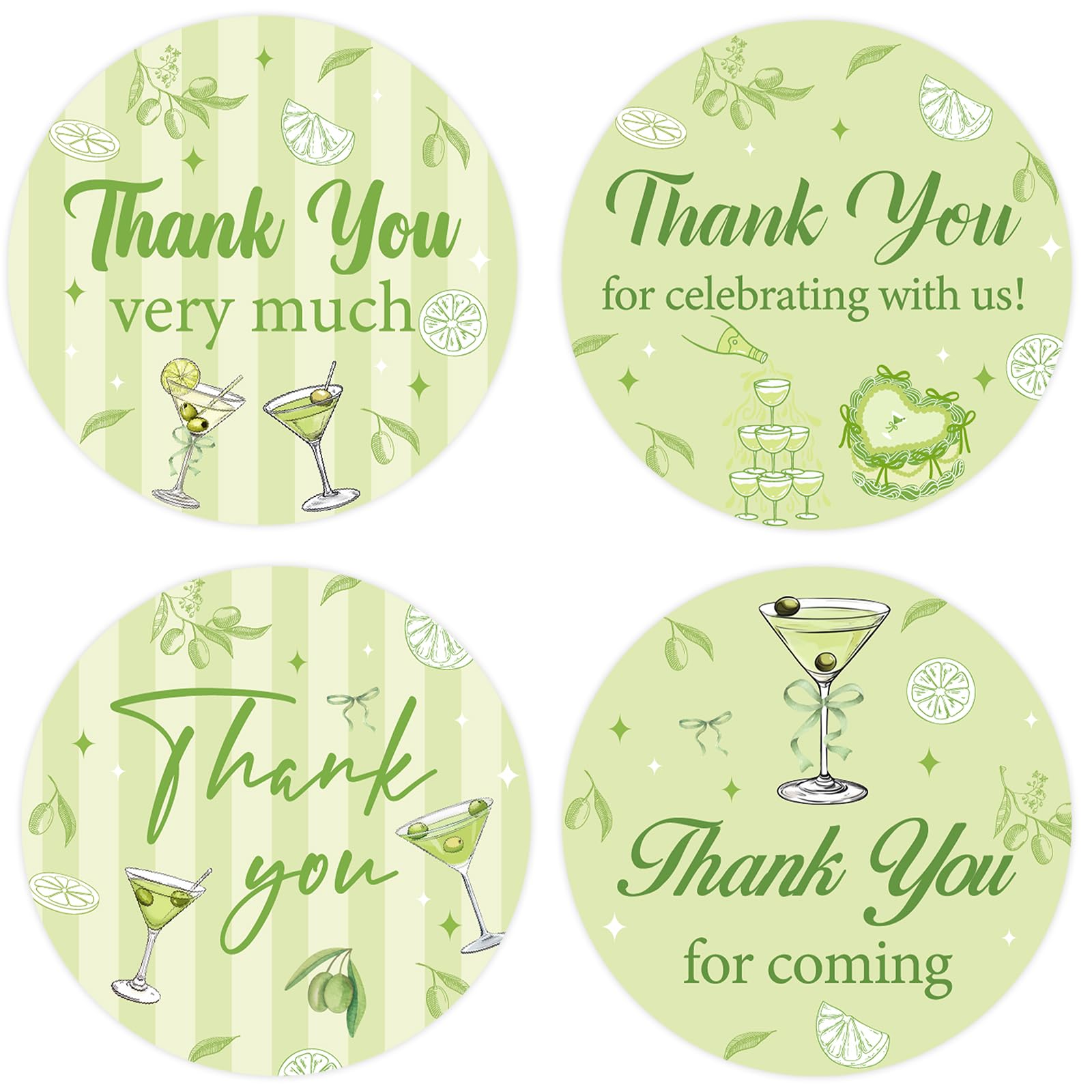 Autocollants de remerciement Martini pour decoration de table anniversaire et fete