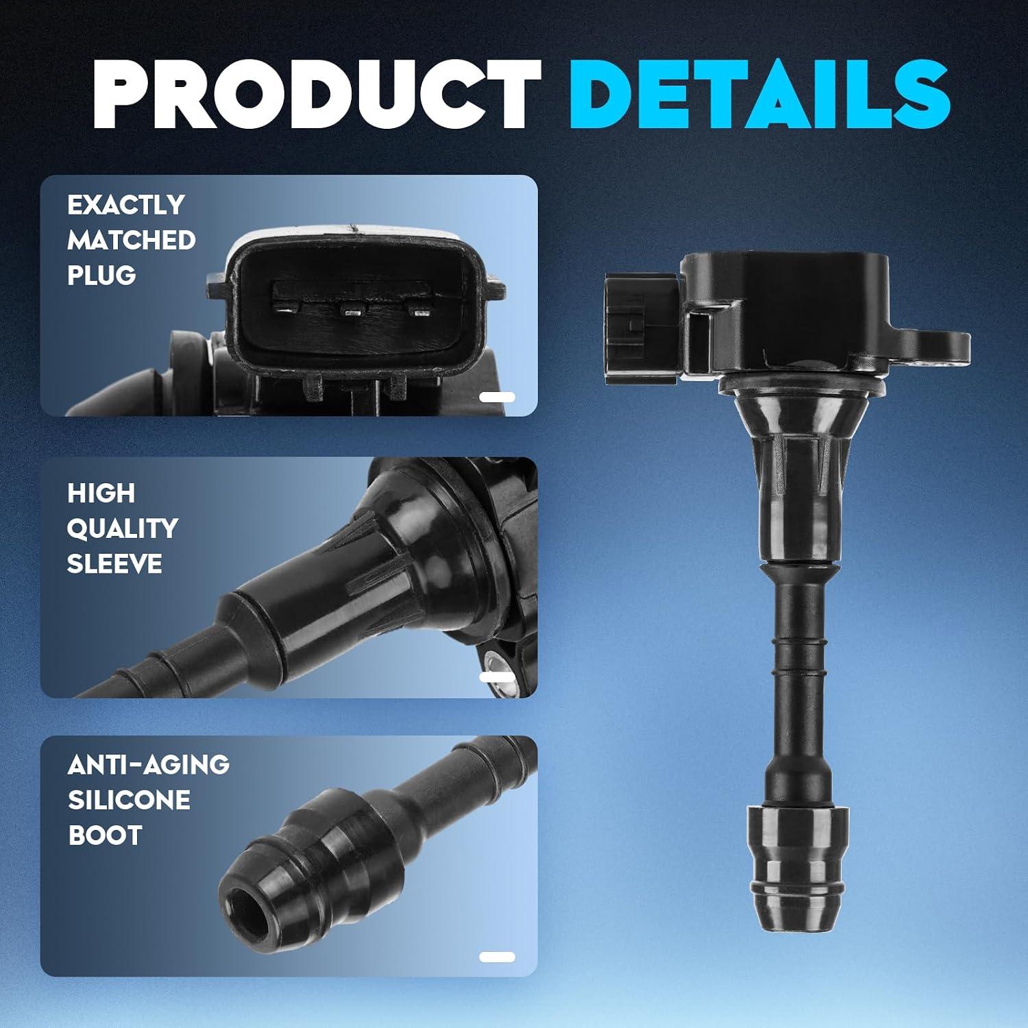Ignition Coil & Iridium Spark Plugs UF349 for Nissan Infiniti Altima Maxima Pathfinder Murano Xterra I35 QX4 3.5L 4L 2001 2002 2003 2004 2005 2006 2007 2008 2009 5C1403-6 Set