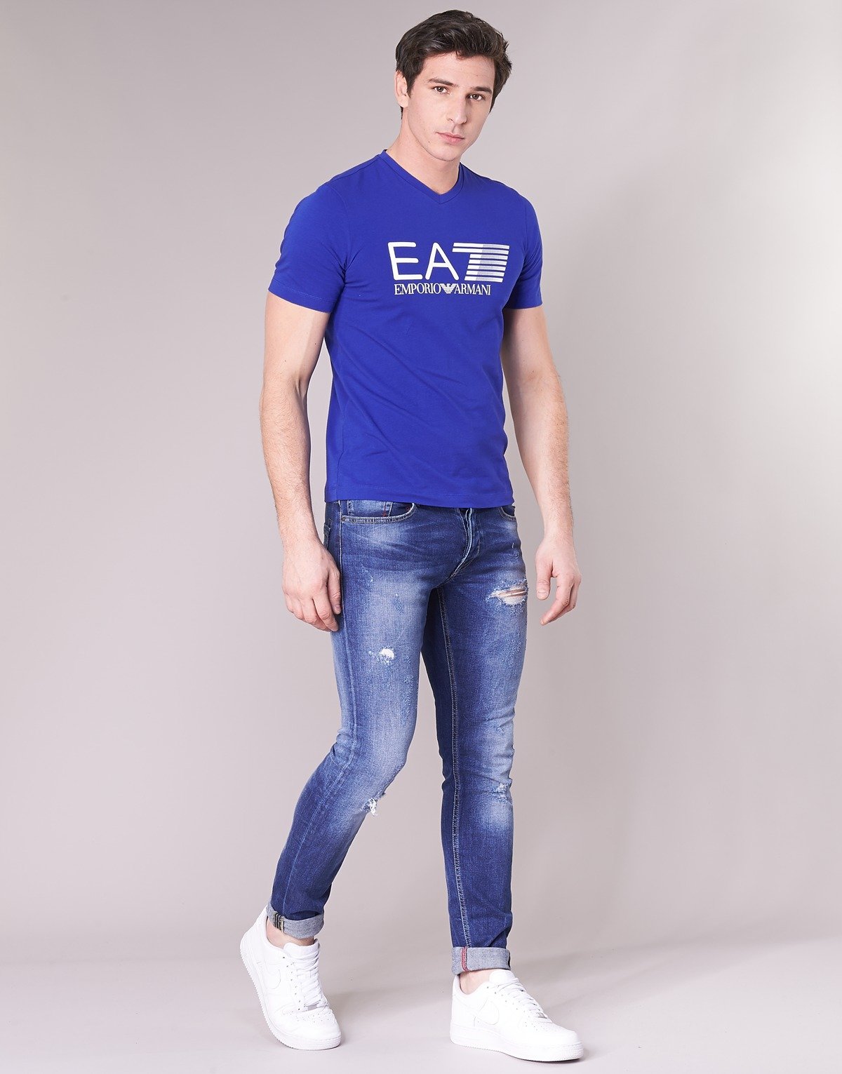 Emporio Armani EA7 Mens Train Visibility niebieskie T-shirty, niebieski, l