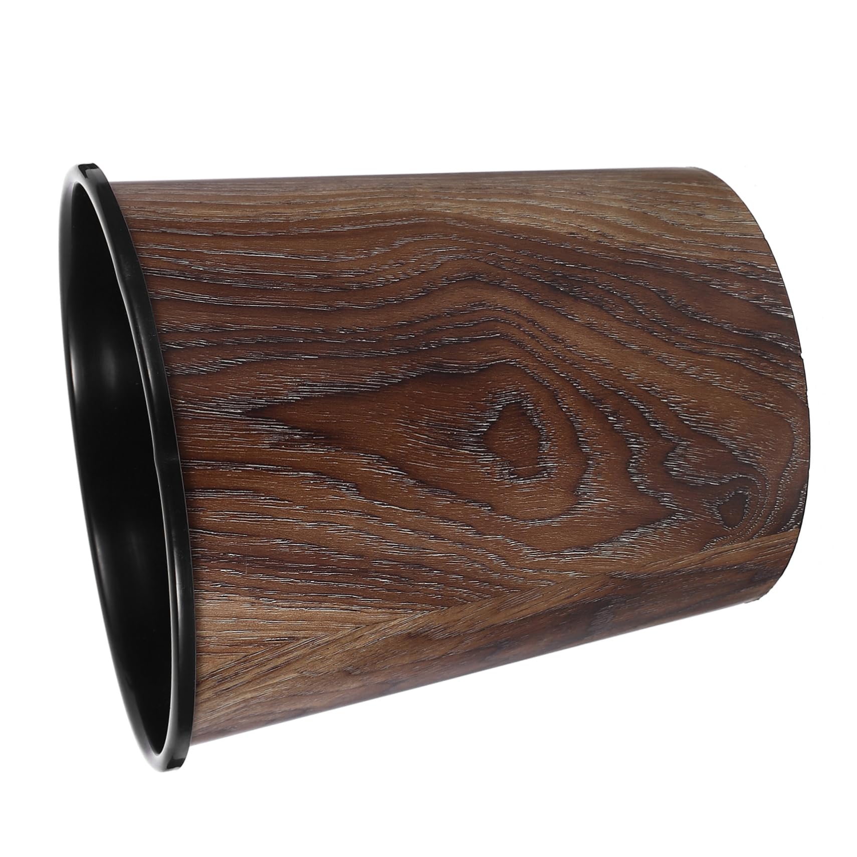 DIYEAH Medium Wood Grain Trash Can Small Garbage Can Kitchen Waste Basket Bathroom Waste Bin Plastic
