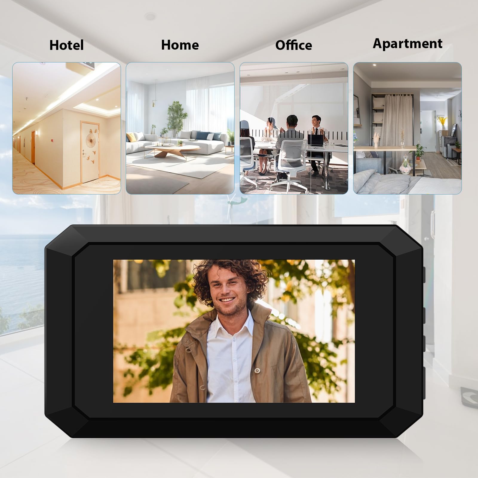 Spioncino digitale per porta, monitor LCD da 3,97 pollici con kit fotocamera 1080P da 2 MP, ampio angolo di visione di 120°, visione notturna a colori, batteria integrata da 1400 mAh