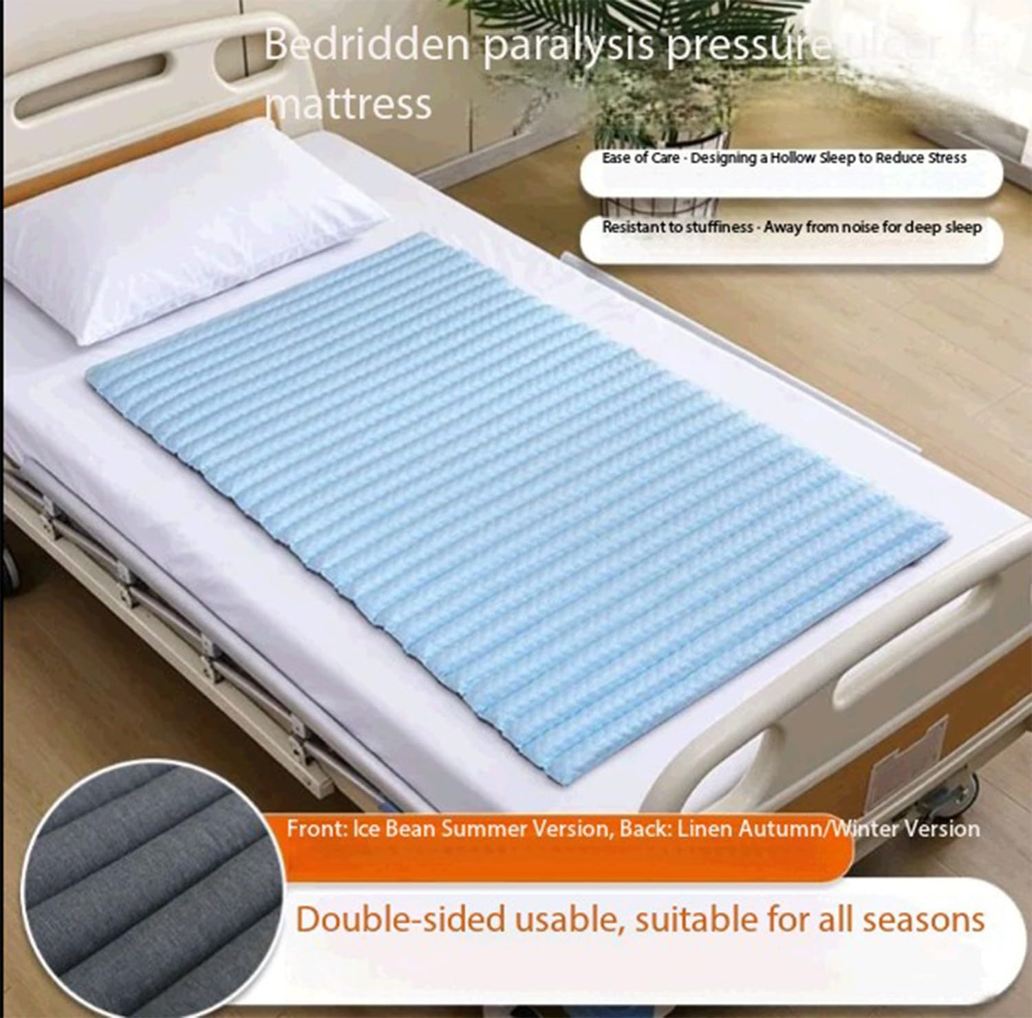 Almohadilla Antipresión, Colchón Antiescaras Fresco Y Transpirable, Protector De Cama Para Personas Dependientes, Soporte Confortable Para Sofá Y Cama,Utilizable Por Ambos Lados B,180 cm x 90 cm