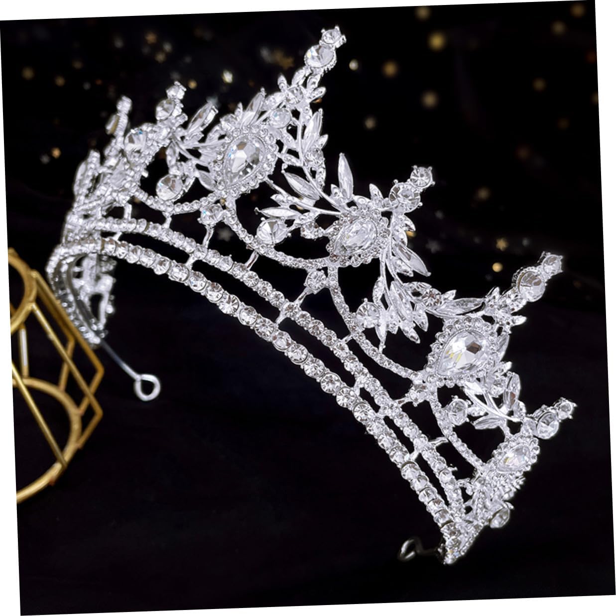 Ipetboom Wedding Tiara Rhinestone Crown Alloy Bridal Hair Accessory Silver for Bride Wedding Ceremony