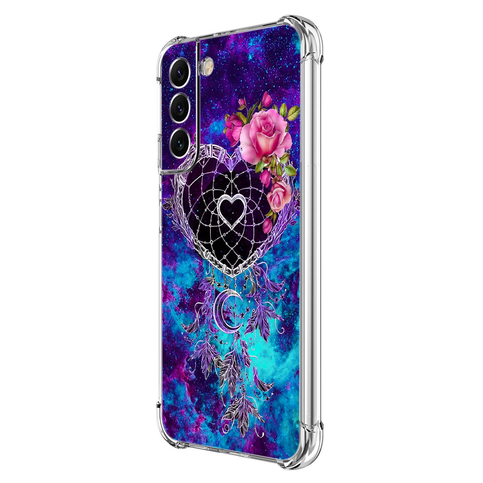 BeaucovGalaxy S22 Plus Case, Dream Catcher Flower Space Drop Protection Shockproof Case TPU Full Body Protective Scratch-Resistant Cover for Samsung Galaxy S22 Plus 5G