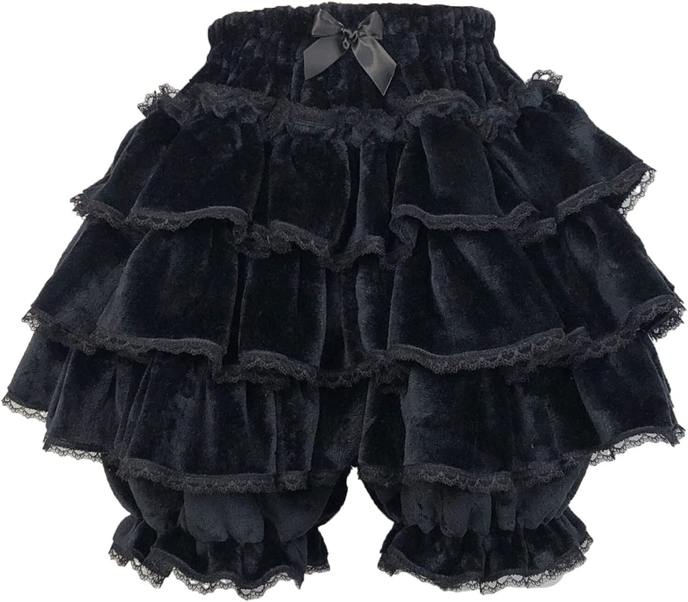 Womens Harajuku Y2k Sweet Pink Pumpkin Pants Lolita Autumn Winter Plush Shorts Kawaii Ruffles Lantern Clubwear Dance Shorts (Color : White, Size : Talla �nica)