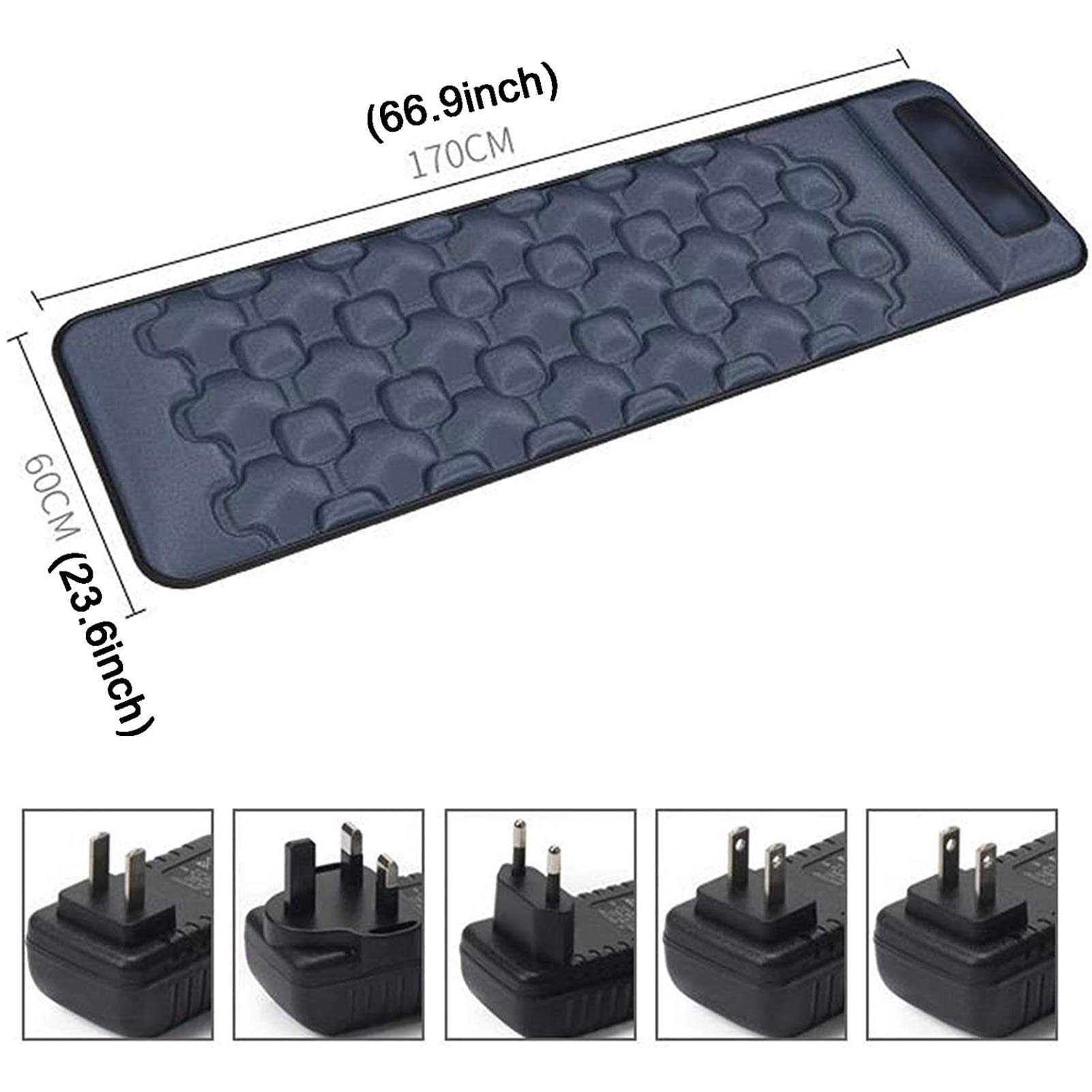 Tappetino massaggiante riscaldato per Tutto Il Corpo in Memory Foam con 9 modalità e Riscaldamento, Cuscino Vibrante per alleviare Il Dolore al Collo, alla Schiena, alla Vita e alle Gambe