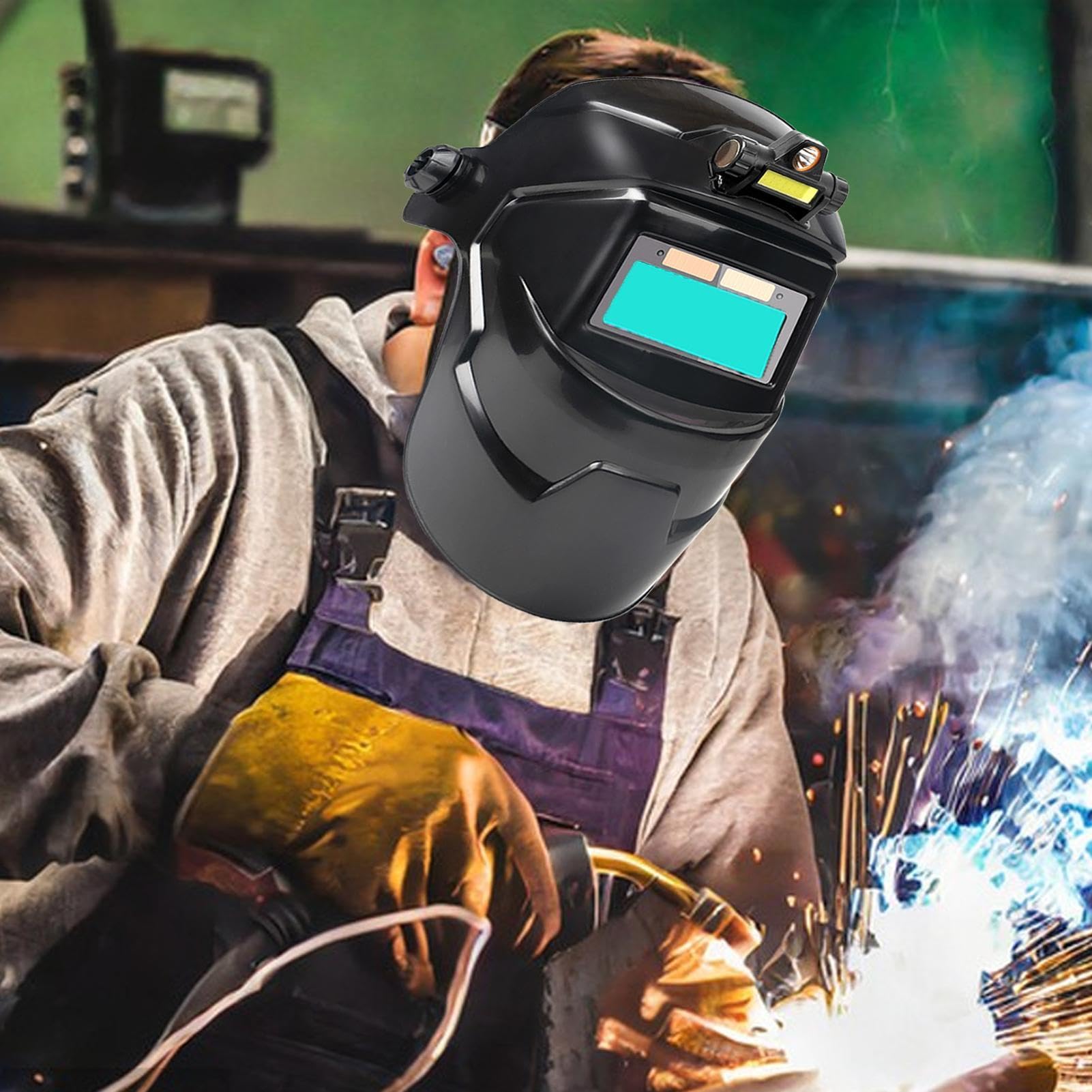 Casco de soldar - equipo de protección para soldar, capucha de soldar con oscurecimiento automático | Capucha de soldadura automática de color verdadero, equipo de soldadura transpirable para producci