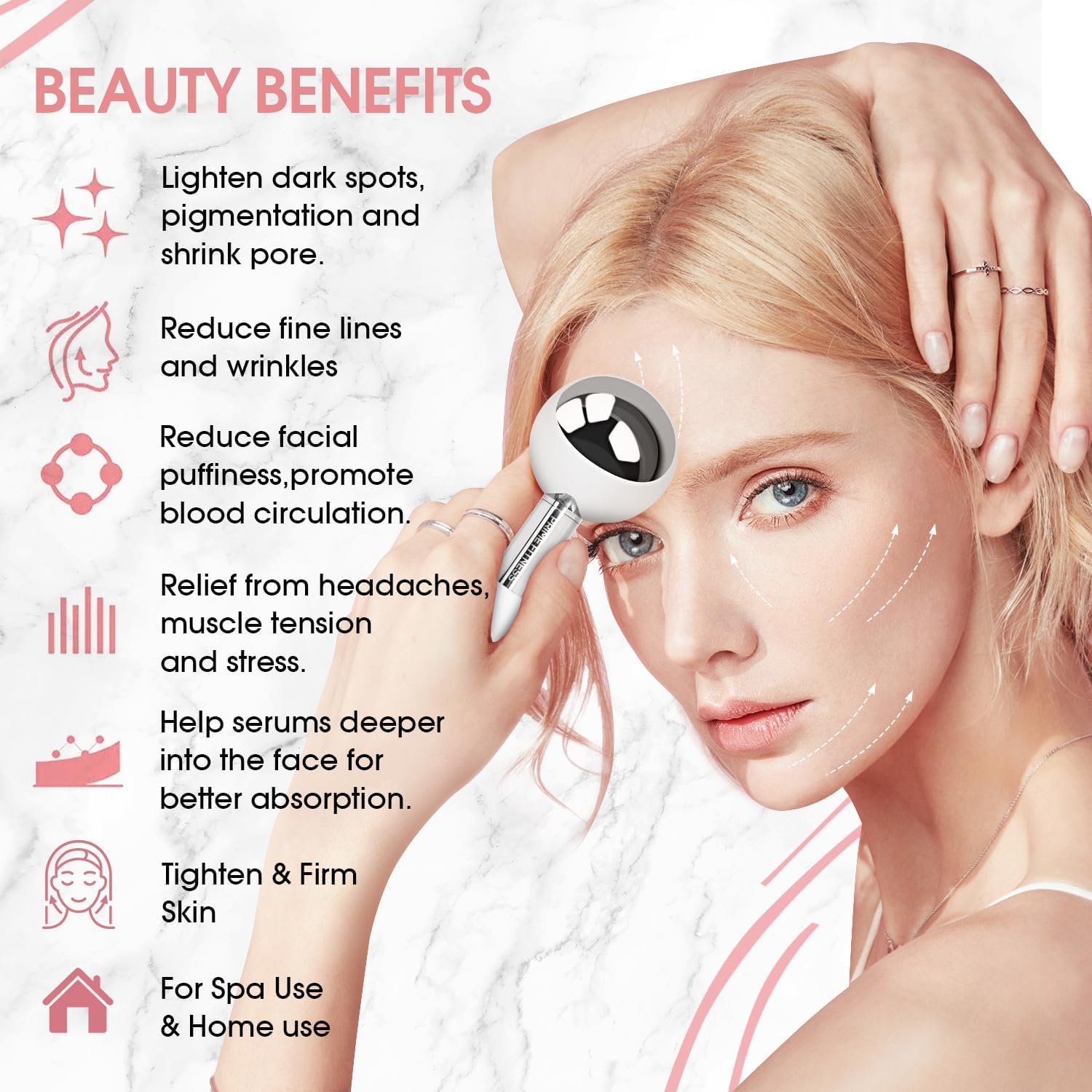 PRIME Fitness Ice Globes for Facials | Unbreakable Steel Cooling Roller | Cryo Sticks for Face | Massager for Face Neck & Eyes | Skin Care for Dark Circles, Puffiness, Wrinkles, (Silver) - Image 6