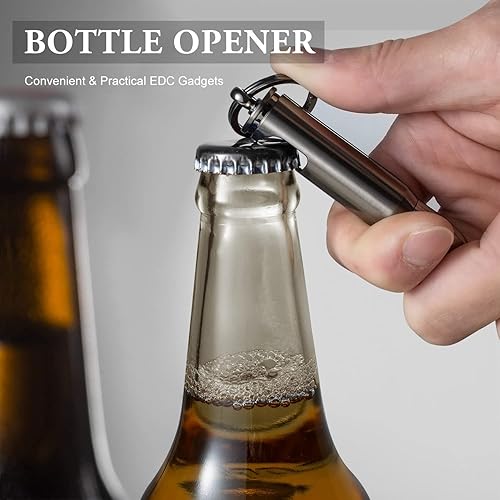 Miniatura 2 de Paquete de 2 encendedores de bala permanente con abrebotellas multiherramienta llavero y rompecristales, reutilizable, impermeable, fósforos en