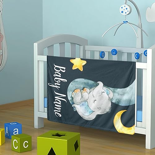 Miniatura 248 de Manta de bebé personalizada con nombre, mantas de bebé de elefante personalizadas para niñas, regalos de bebé, productos para bebés, mantas súper