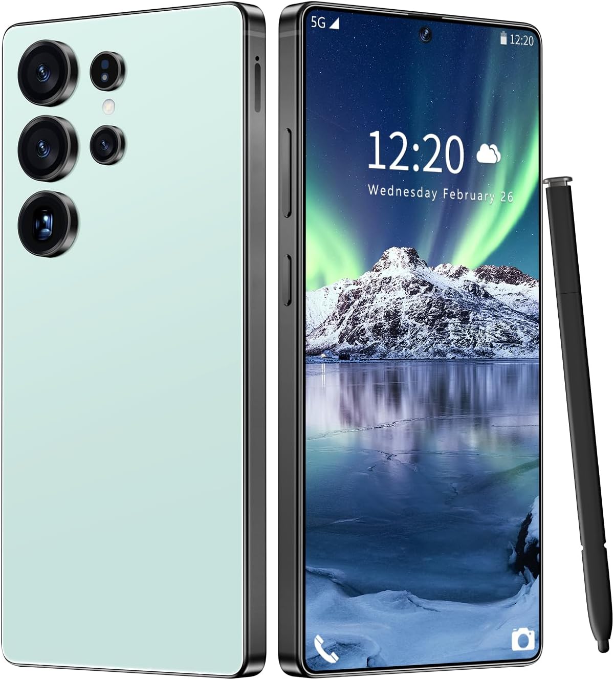 I25 Ultra Unlocked Phone 16+1TB,Built in Pen The Phone,Battery 7000mAh 6.99" HD Screen,Android 14 Smartphone,Face ID/5G/Fingerprint Lock/Dual SIM/GPS (Cyan, 16+1TB)