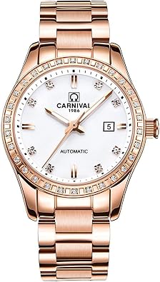 LOREO Womens Automatic Watch Diamond-Accented Dress Watch for Women Self-Winding Mechanical Watch with Sapphire Crystal Stainless Steel Two-Tone Bracelet 33MM Elegant Wrist Watch