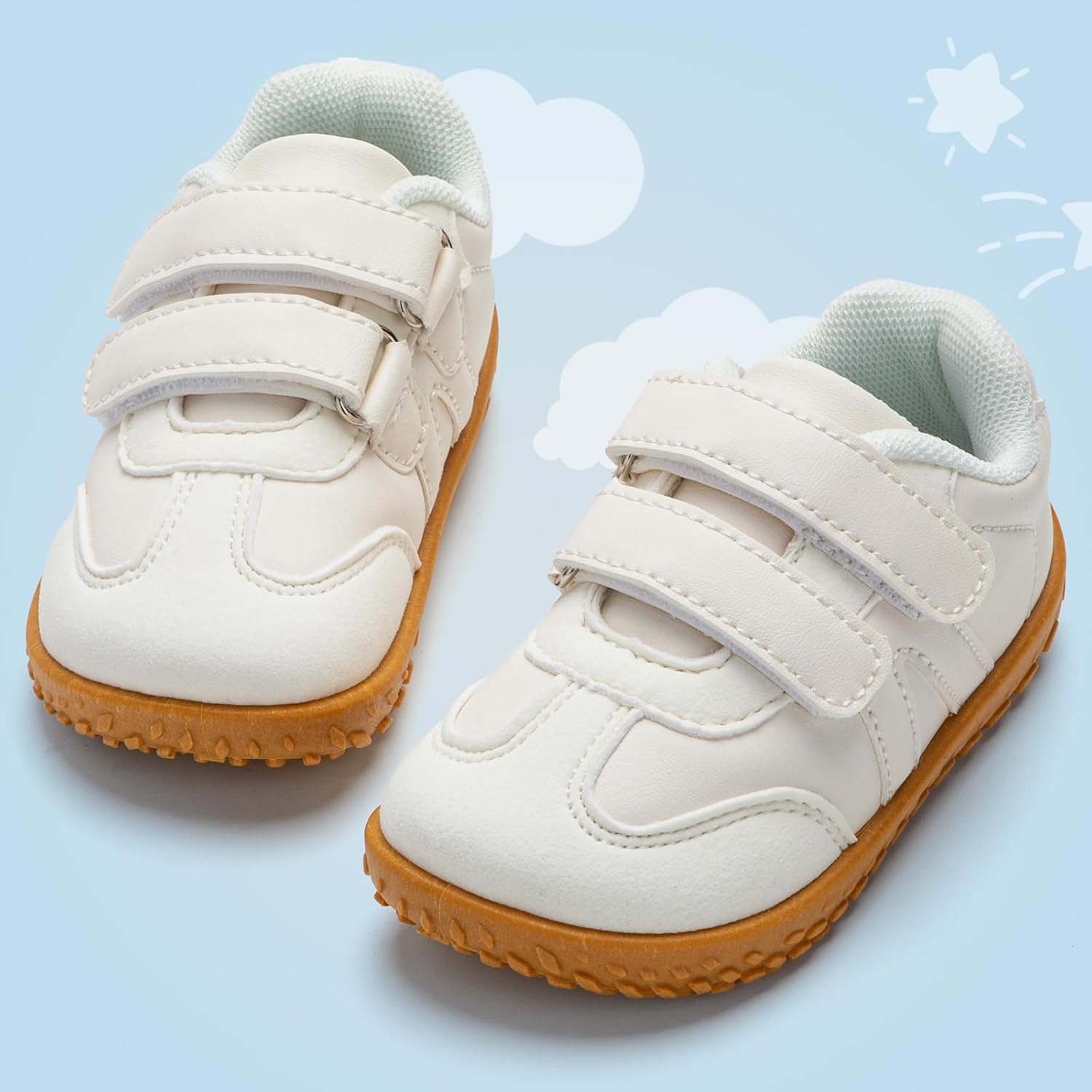 tombik Toddler Shoes Lightweight Barefoot Walking Shoes Non-Slip Sneakers with Dual Hook and Loops - Image 2