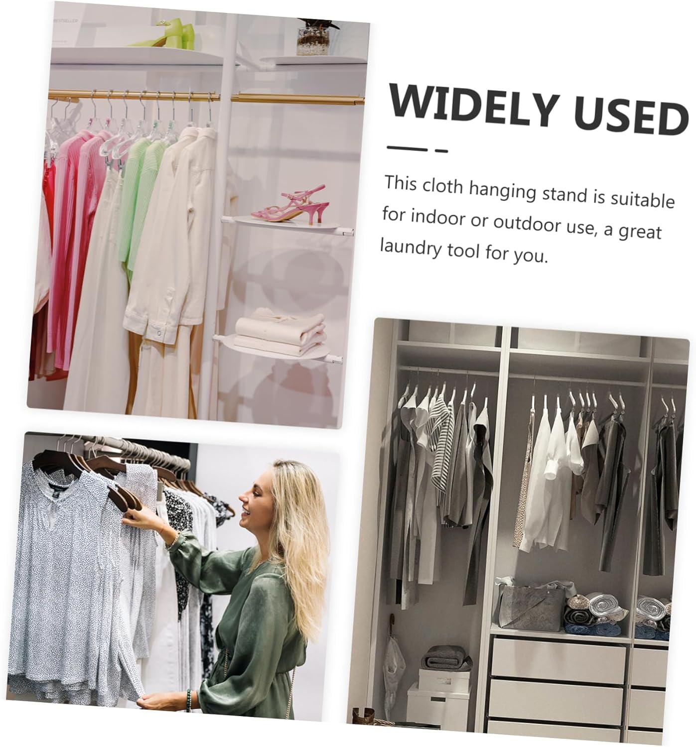 Luxshiny Heavy Duty Folding Clothes Drying Rack Wheels Portable Hanging Laundry Rack for Indoor Outdoor Use Adjustable Garment Steamer Stand