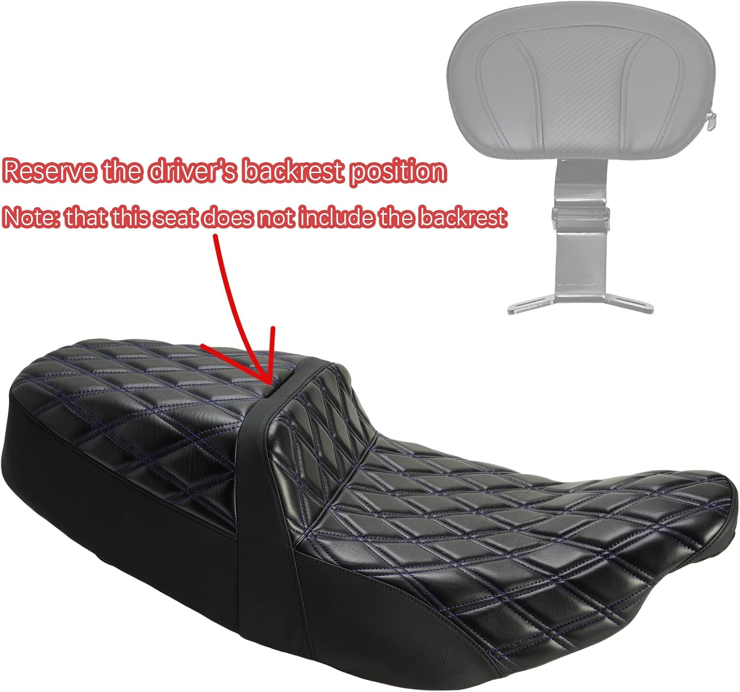 One-Piece Seat for Touring 2023-later CVO Street Glide FLHXSE CVO Road Glide FLTRXSE, Driver&Passenger Seat for 2024-later Street Glide FLHX Road Glide FLTRX FLTRXSTSE (Blue Stitching)