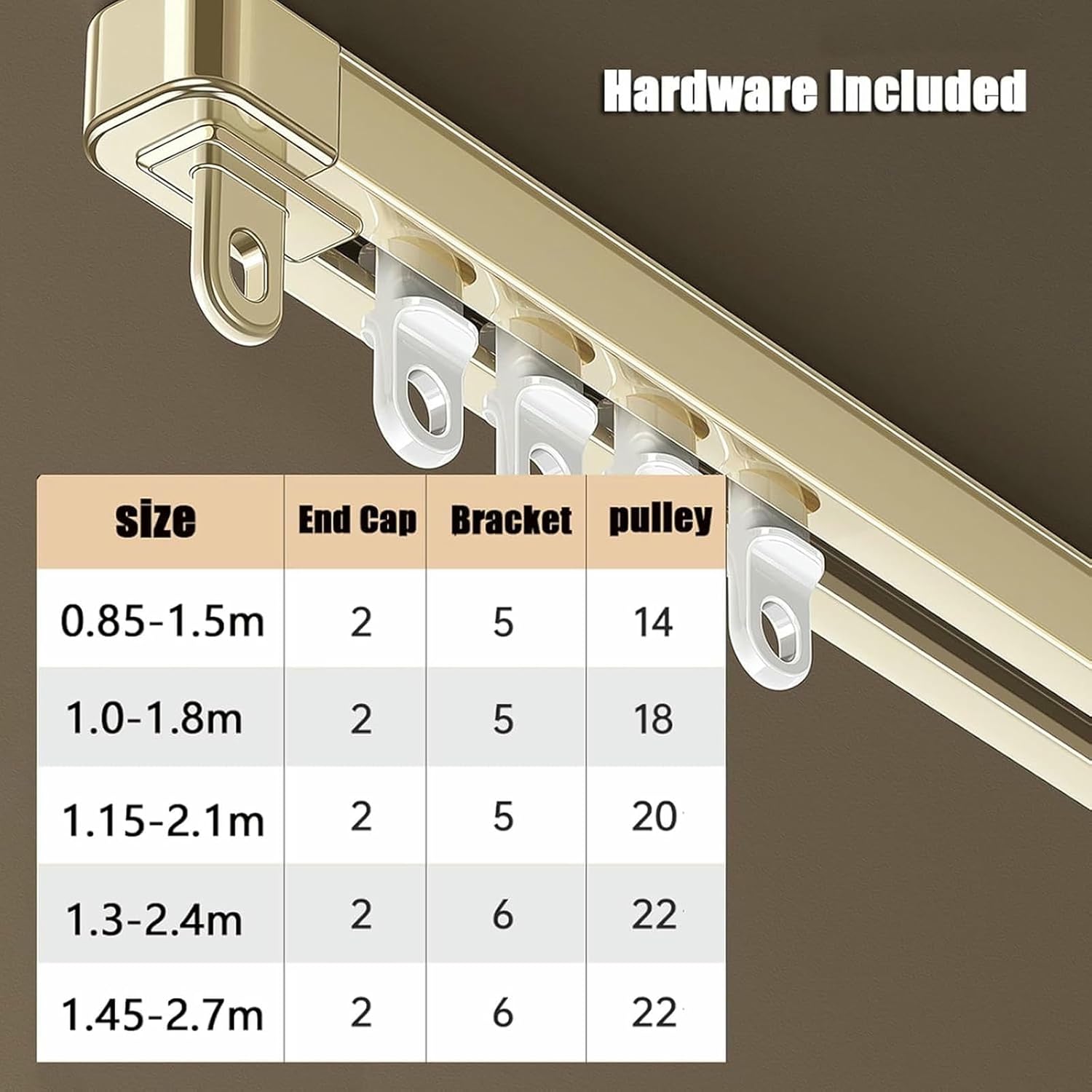 Telescopic Curtain Track System, Gold Retractable Curtain Rods for Office, Living Room, Adjustable Room Divider Rail Set