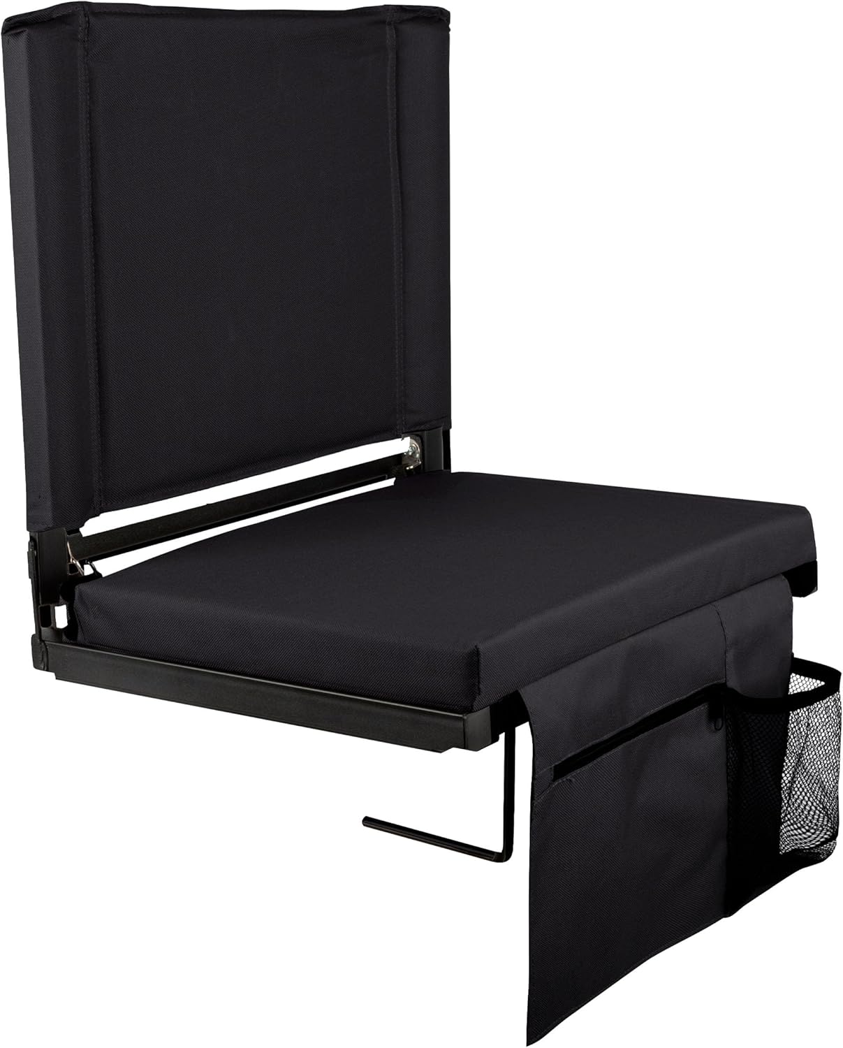 Home-Complete Bleacher Seat - Stadium Seat Cushion with Pocket and Cupholder - Wide Portable Sports Chair - Stadium Seats with Back Support (Black)