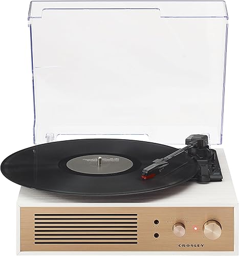 Miniatura 14 de Crosley CR6045A-CR Miles Tocadiscos Reproductor de Discos Bluetooth de entrada/salida de 3 velocidades con altavoces incorporados, crème