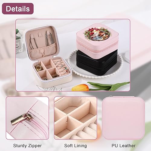 Miniatura 5 de Regalos de dama de honor, caja de joyería personalizada con inicial de flores de nacimiento, estuche de joyería de viaje personalizado para mujeres,