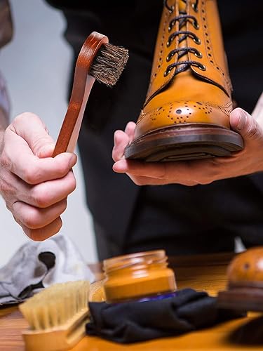 Miniatura 7 de Jovitec 3 piezas de cepillo de esmalte de zapatos para jabón de silla de montar, aplicador de crin de caballo, cepillo limpiador de zapatos para