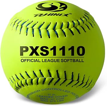 PHINIX Split Leather Fast-Pitch Softball Official Size and Weight Professional Quality 11" & 12" Options COR .47 / Comp.375