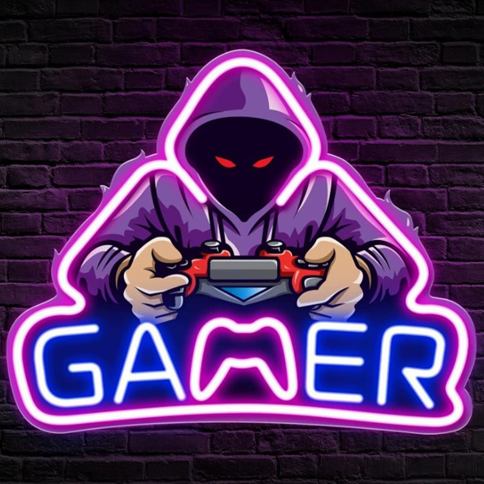 Gamer UV Print Neon Sign for Man Cave Bedroom Room Lights Neon Light Up Signs Decorations Birthday Party