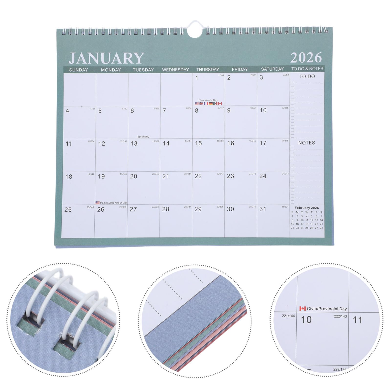 Gatuida Großer Monatswandkalender Monate Wandplaner mit Internationalen Feiertagen Eleganter Querformat Kalender für Büro Schule Home Office Organizer