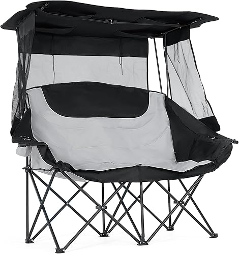 Miniatura 15 de DoCred Silla de Camping Calentada Doble, Sillas Plegables de Camping Calentadas Loveseat para Exteriores y Deportes, Sillas Loveseat Calentadas de