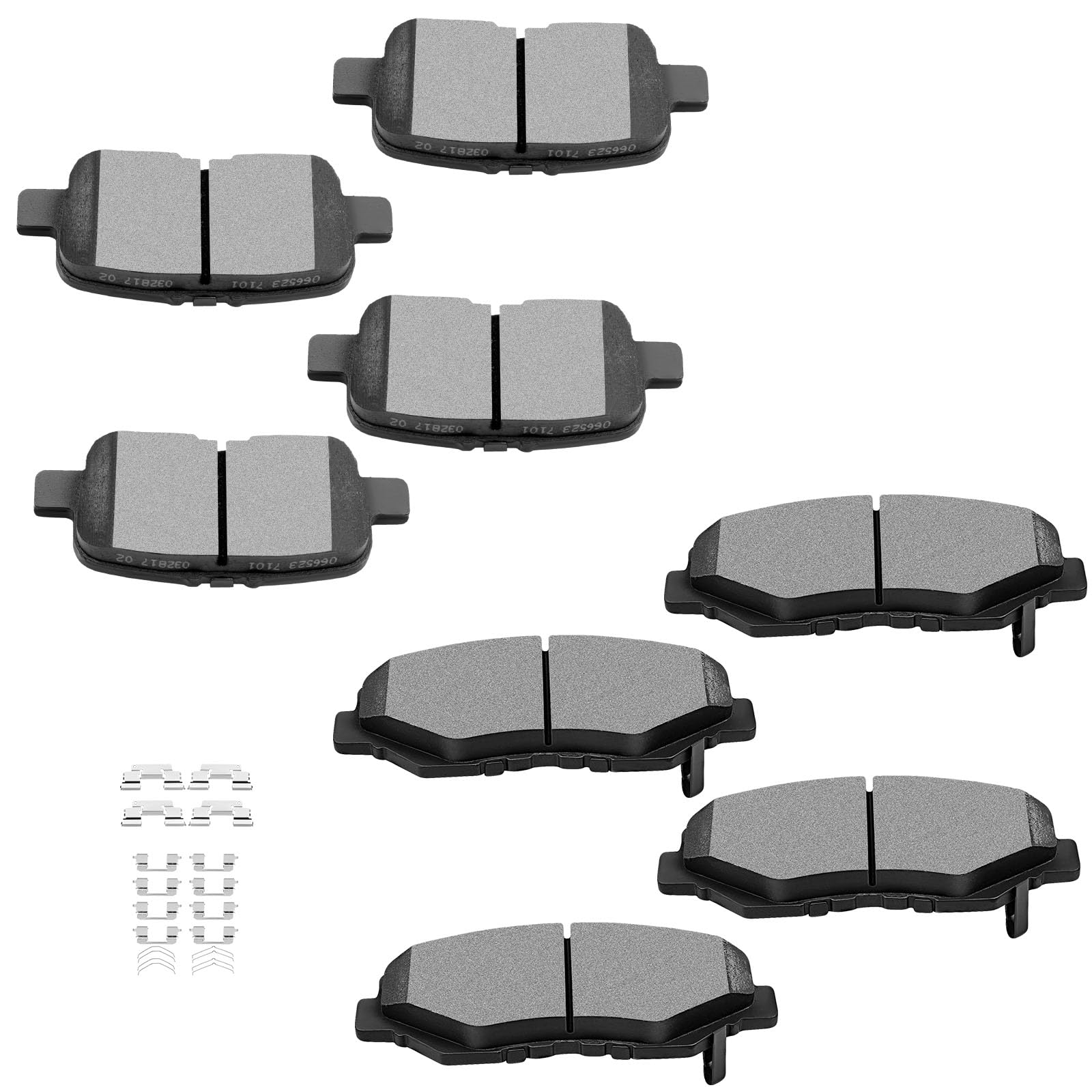 BRAKEUS D865 D914 Front Rear Disc Ceramic Brake Pad Set w/Hardware For Honda Pilot 2003-2008