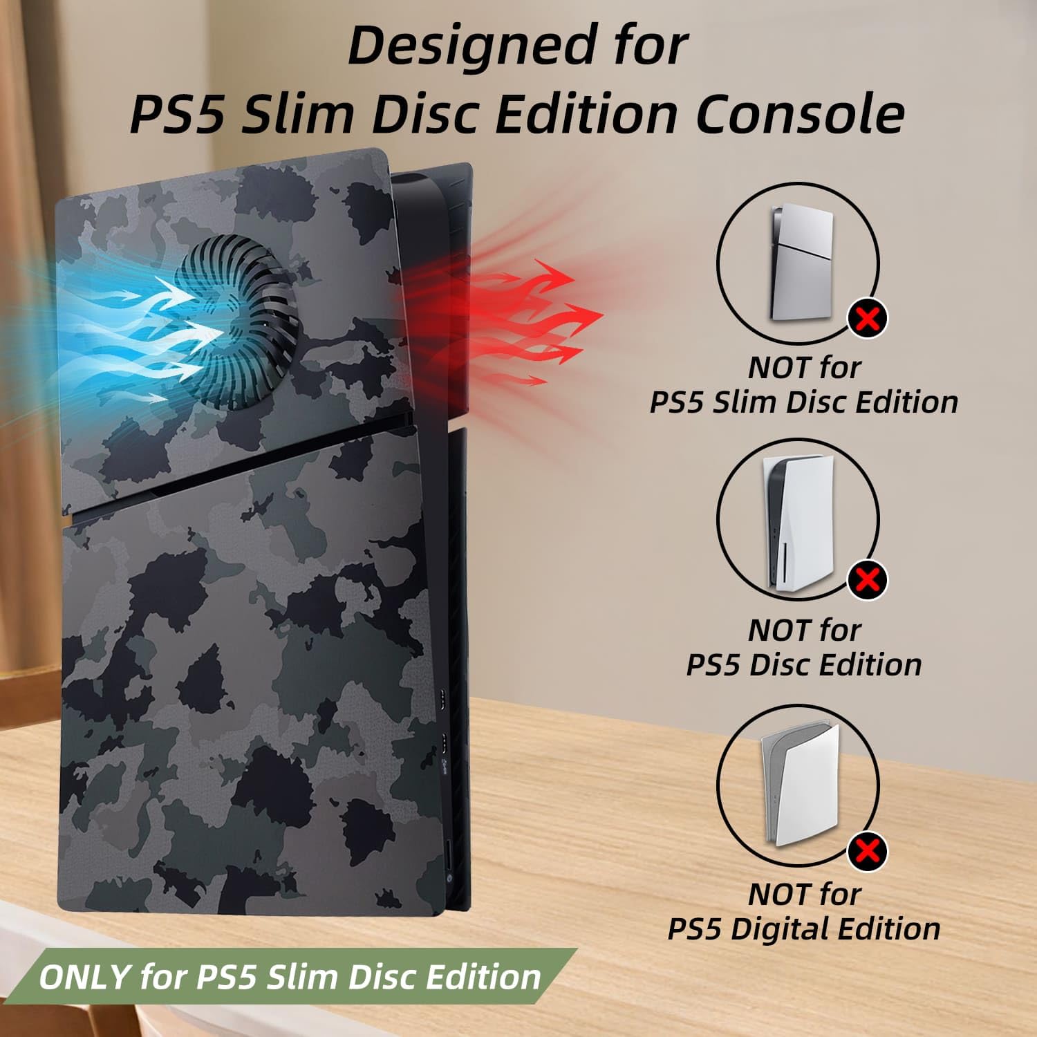 Mcbazel PS5 Slim Faceplate Piastra di Ricambio Placche per Pannello Laterale Rigido Copertura di Ricambio in ABS Accessori con Ventilazione per PlayStation 5 Slim Digital(Not for PS5/PS5 Pro)