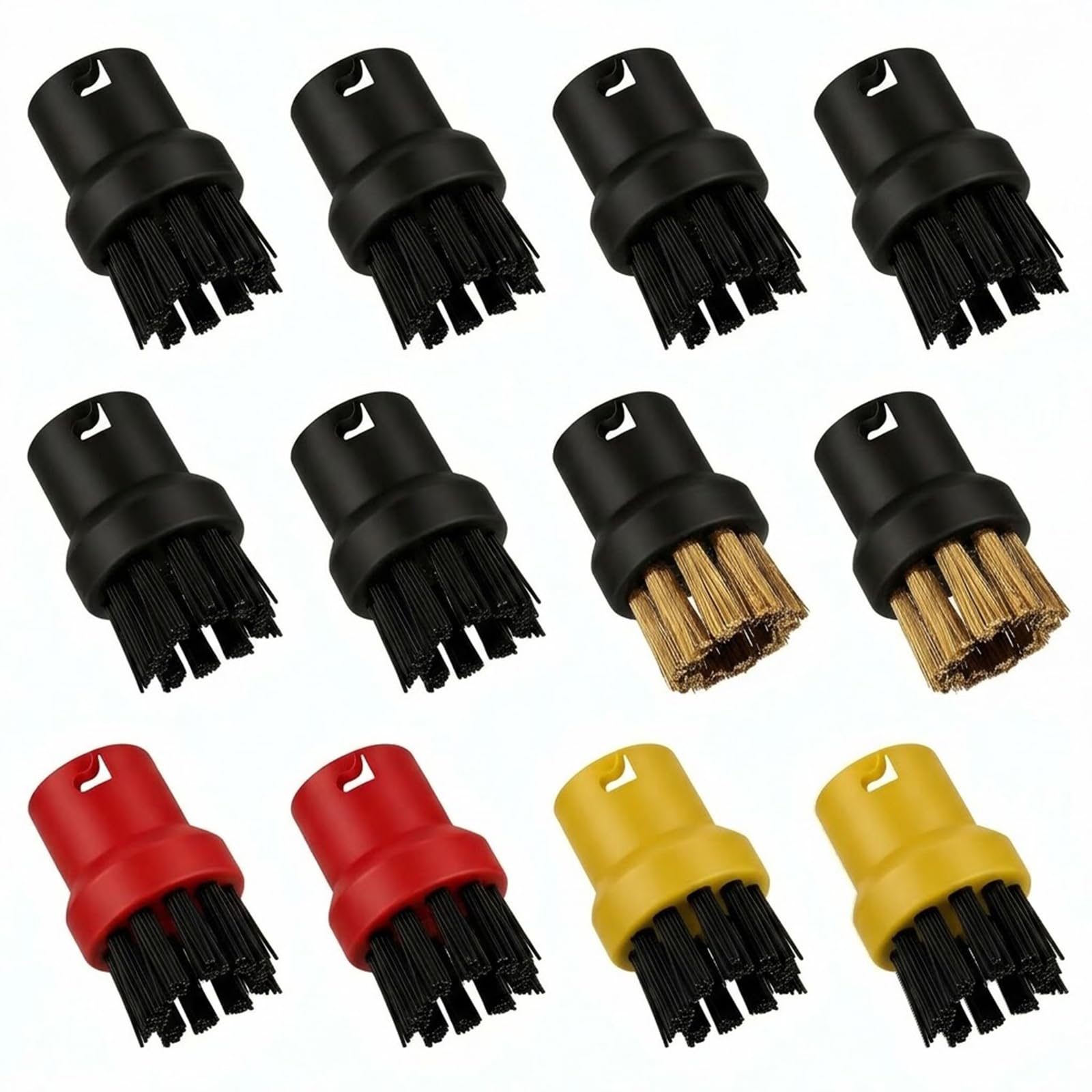 12 PCS Steam Cleaner Round Brush Set Nylon & Brass Compatible with Kärcher