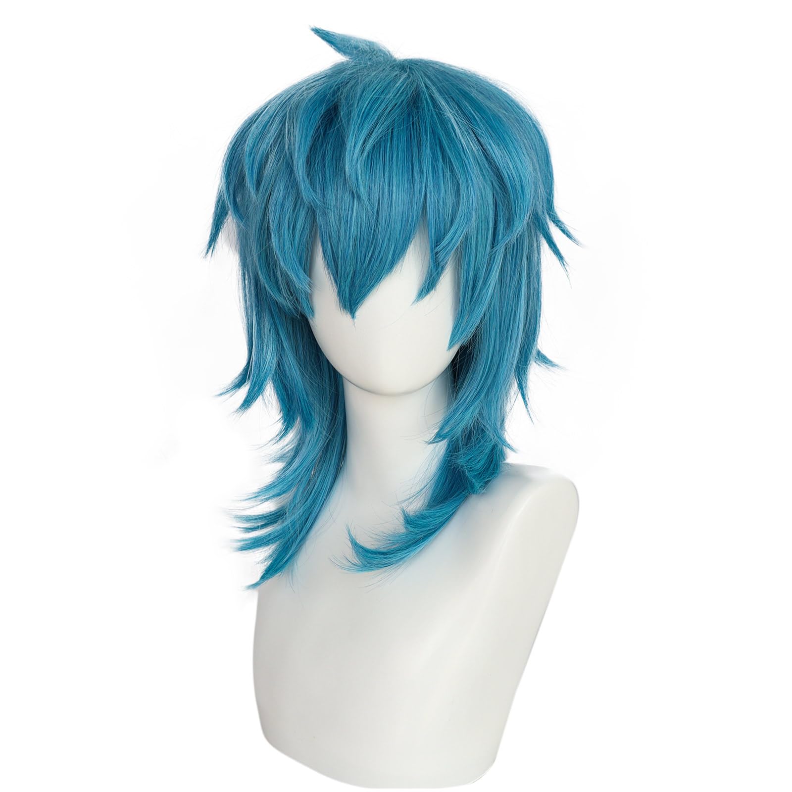 ?HARAJUKU 32” Blue COSPLAY FULL Cap BANG Wig *NWT 12 Inch Dark Blue Shag Style Straight and Layered With Bangs  main image 4