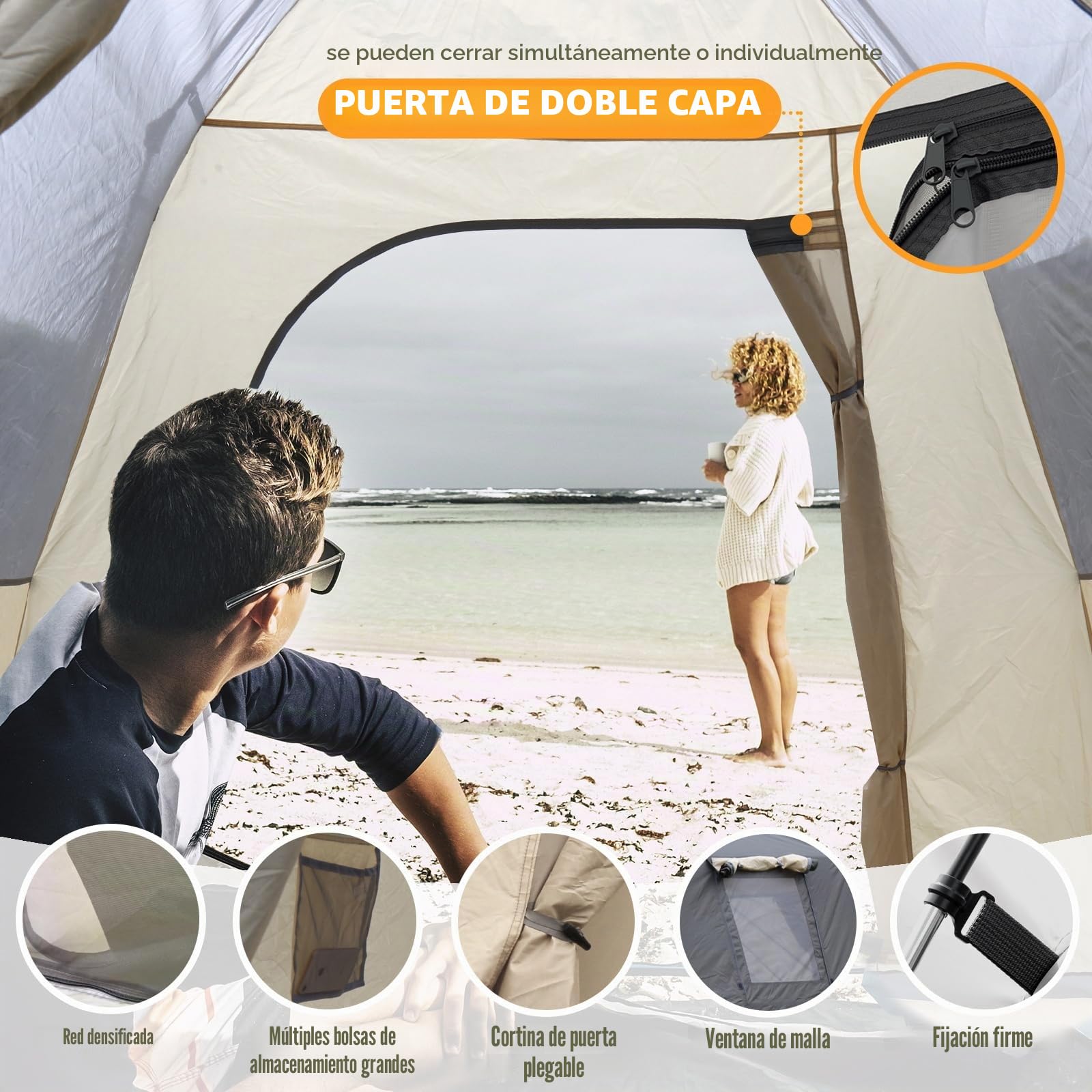 Tienda de campaña Chihee 2-3 Personas Pop Up Impermeable Cortaviento Refugio al Aire Libre