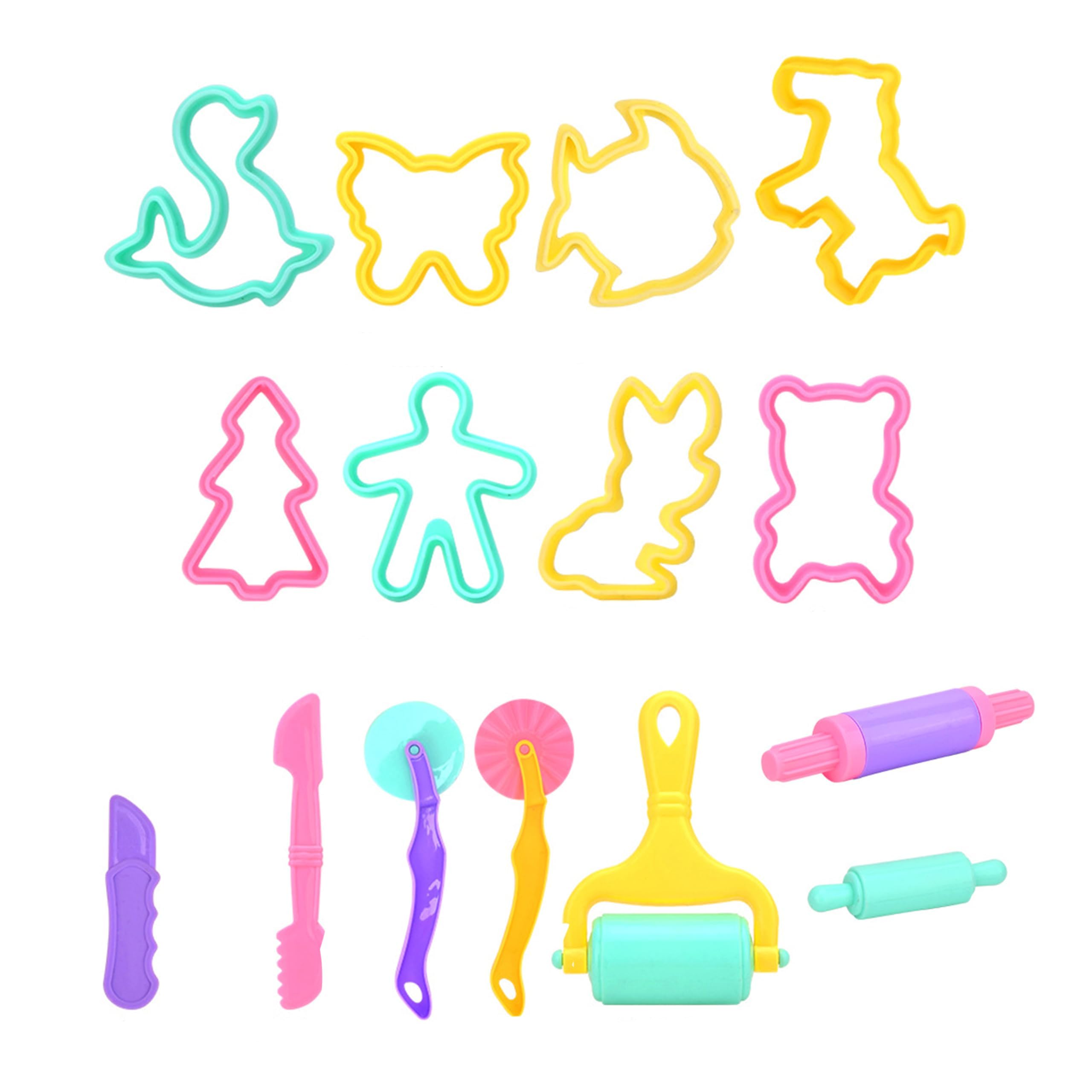 15 Pcs Play Doh Tools,Funny Playdough Set,Creative Playdough Accessories,Plastic Play Doh Cutters,Clay Roller and Modeling Tools,for DIY Crafts Educational Toy Toddlers Kids Children