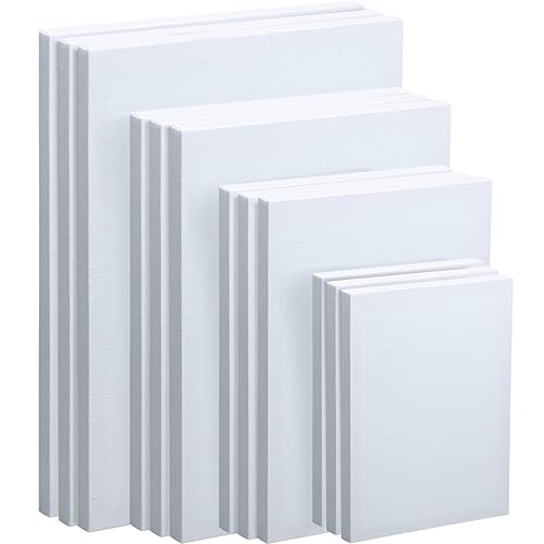 12 Pieces Assorted Size Mini Art Canvas Stretched for Craft Painting Drawing (5 x 7 Inches/ 8 x 10 Inches/11 x 14 Inches)