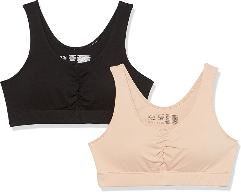 corpiño deportivo delantero fruncido Fruit of the Loom para mujer – Almohadillas extraíbles para un soporte personalizable