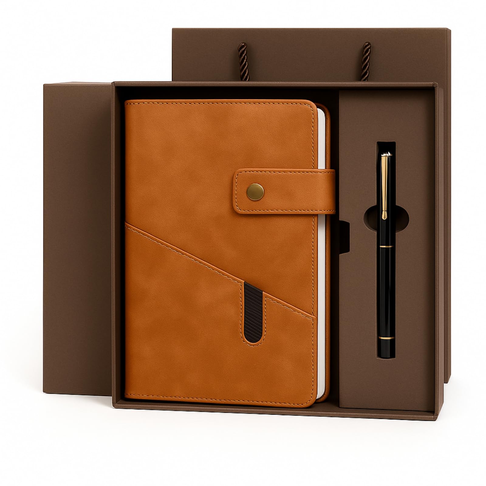 SIMDAO Notebook and Pen Gift Set, A5 Lined Leather Journal Notebook with Pen Gift Box Gift Bag, 200 Pages 100 Gsm Thick Ruled Paper, Personal Organiser Leather Journal, A5 Diary for Men Women,Brown โ image 1