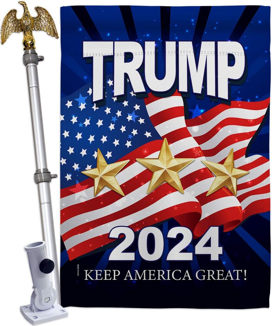 Trump Pence 2020 House Flag Patriotic President Democrat Republican Tea Party United State American Election Small Decorative Gift Yard Banner Made In USA 28 X 40