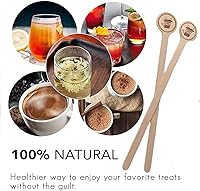 Vista 4 de Paquete de 100 agitadores de café desechables de madera con extremos redondos, desechables, respetuosos con el medio ambiente, biodegradables, grado