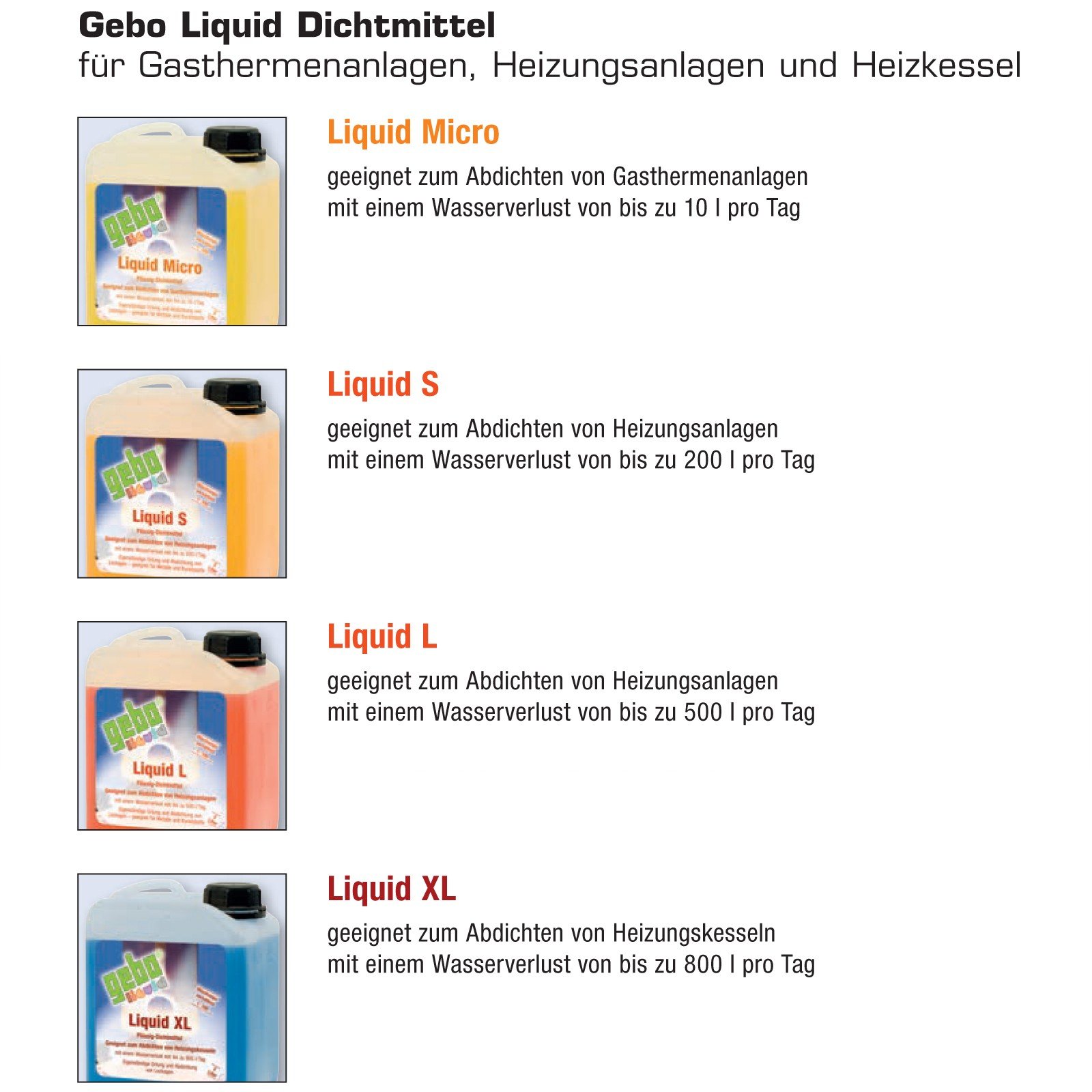Gebo 75012 Liquid Micro 2l Dichtmittel Flüssigdichtmittel Heizungsdichtmittel für Gasthermenanlagen und Brennwertanlagen