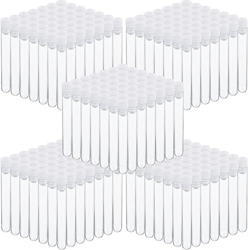 Xuhal 500 tubos de ensayo de 0.3 fl oz de plástico transparente con tapas, tubos de propagación pequeños de 0.630 x 3.937 in para experimentos