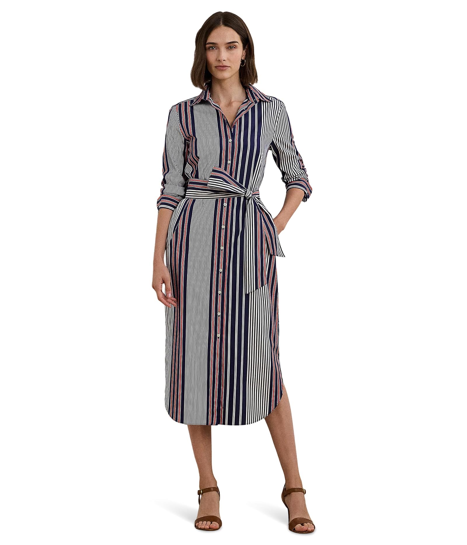 Женские платья-рубашки Lauren Ralph Lauren из хлопчатобумажного полотна в полоску