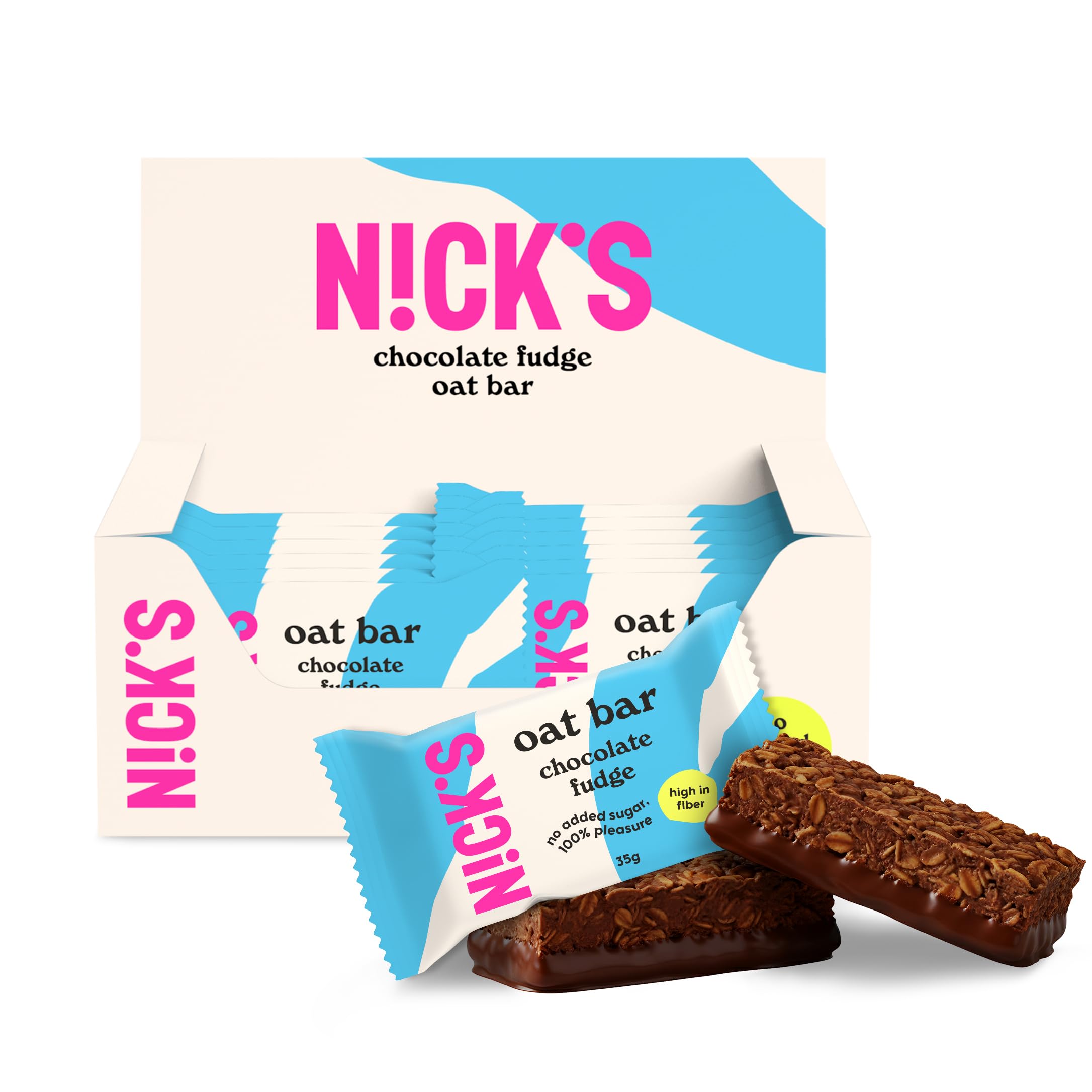 NICKS Haferriegel ohne Zuckerzusatz, Schokolade Fudge Flapjack Snack, Ballaststoffreich Oat bar ohne Palmöl (12 Riegel x 35g)