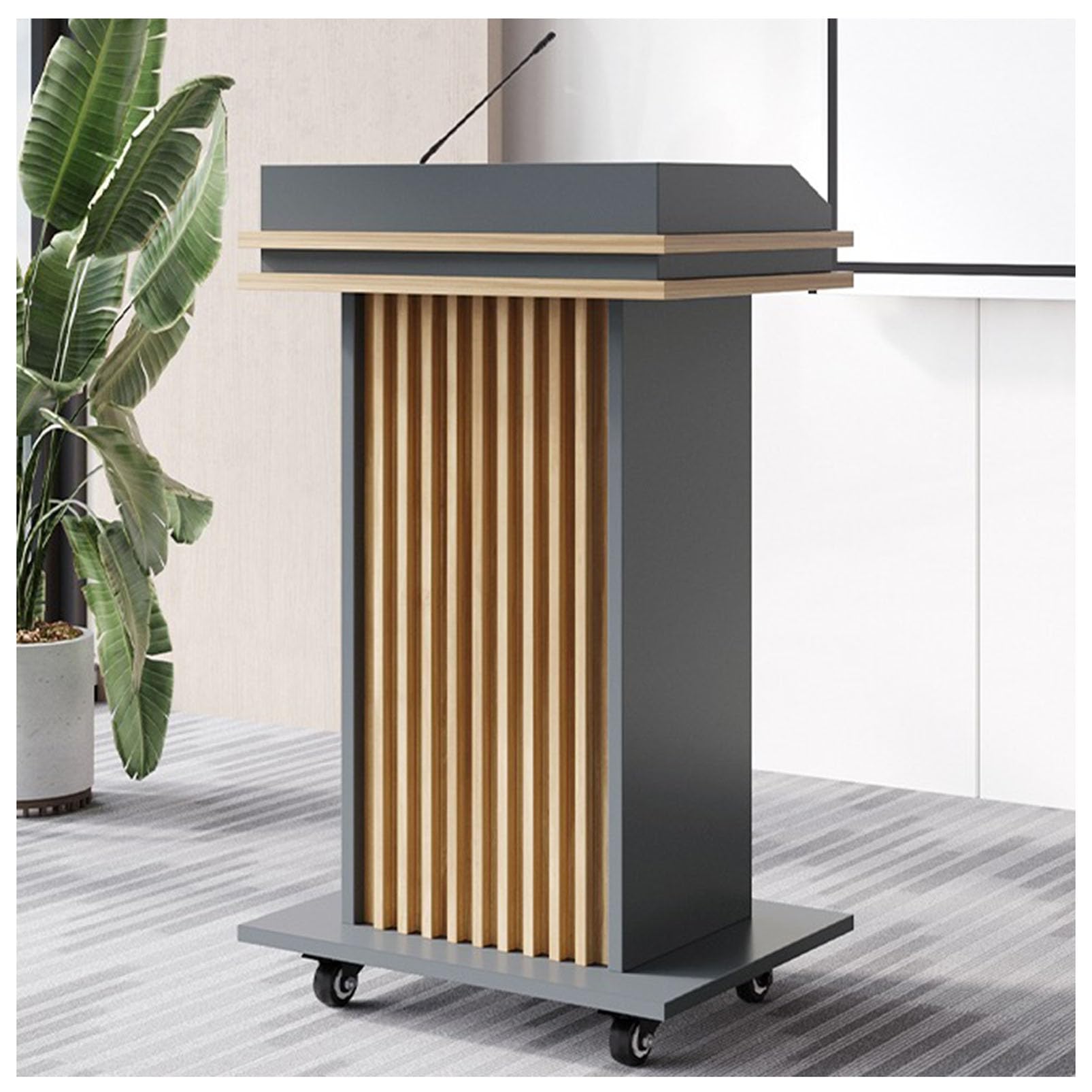 Podio professionale in legno con 4 ruote girevoli, versatile leggio con ripiano Sto per presentazioni, ideale per chiese, matrimoni, scuole ed eventi