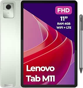 Lenovo Tab M11, Display 10.95" FullHD - (MediaTek Helio G88, RAM 4GB, Memoria 128GB, WiFi 5, 4G LTE, Tablet Android 13) - Seafoam Green, Esclusiva Amazon, Penna Inclusa