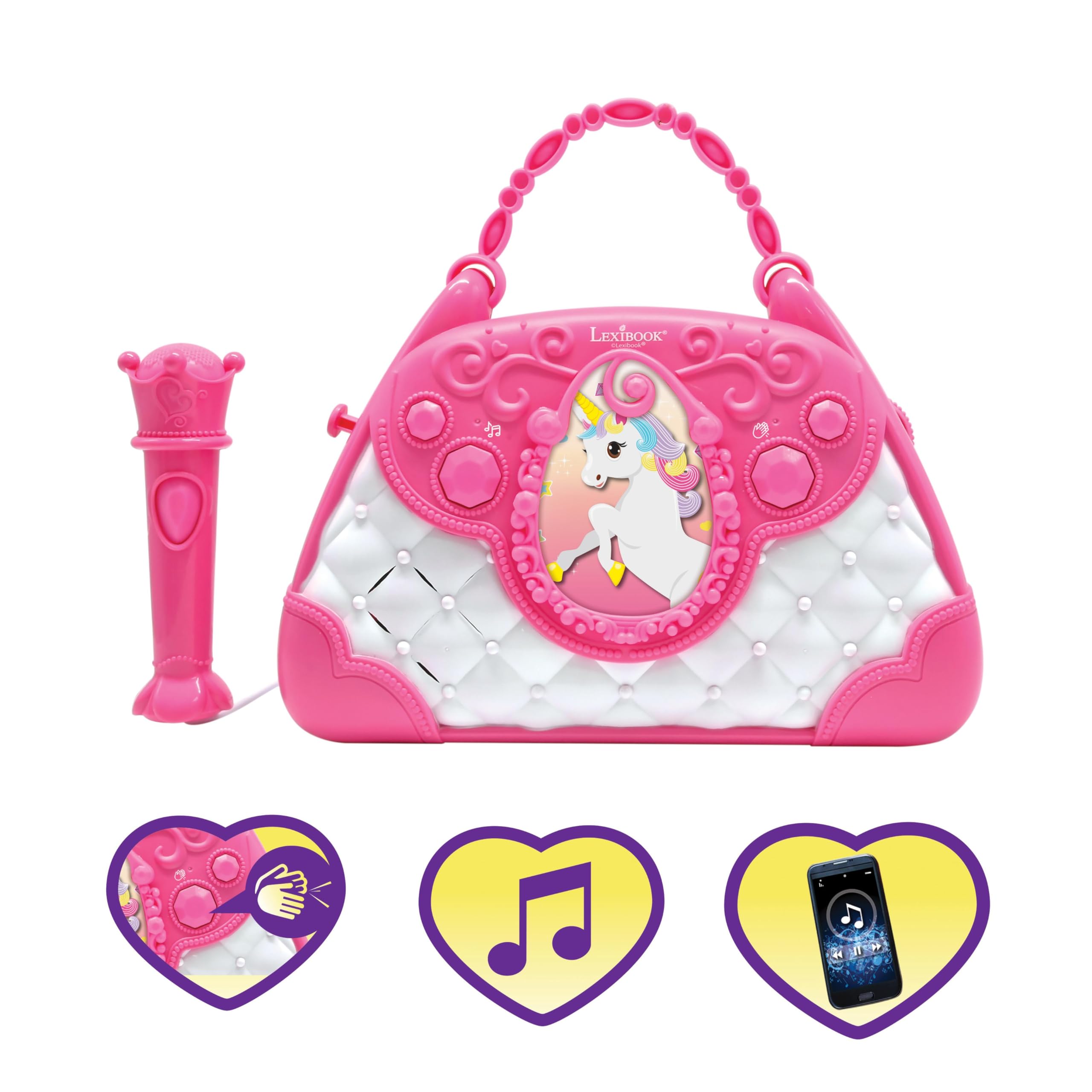 Amazon.com: Lexibook Unicorn, Karaoke Bag with Microphone, Voice